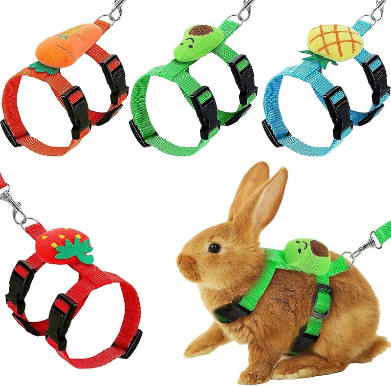 XPAPOV 4 Sets Adjustable Bunny Rabbit Harness and Leash Set Small Pet Cute Vest Harness Leash Ferret Harness Guinea Pig Harness Ferret Leash with Decorations for Bunny Kitten Puppy, Small Pets - Image 1